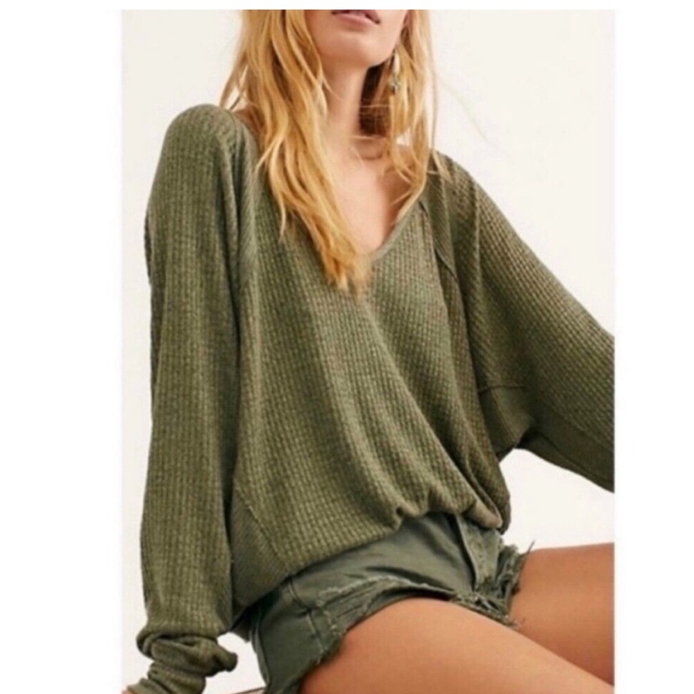 NWT Free People Santa Clara Thermal Top In Ferngully